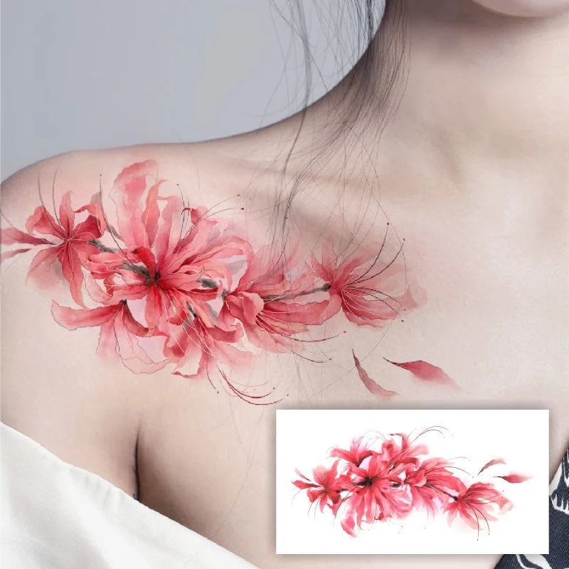 Sdrawing 4/5/9/10/18 PIeces Long Lasting Blue Flower Jewelry Tattoo Sticker Sexy Belly Block Scar Stretch Marks Waterproof Tattoo Sticker