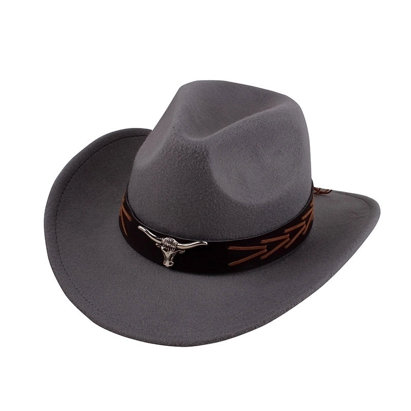 Spring And Summer Style Woolen Cloth Cowboy Hat Men And Women Couples Ethnic Style Roll-up Hat Sunshade Hat Jazz Hat