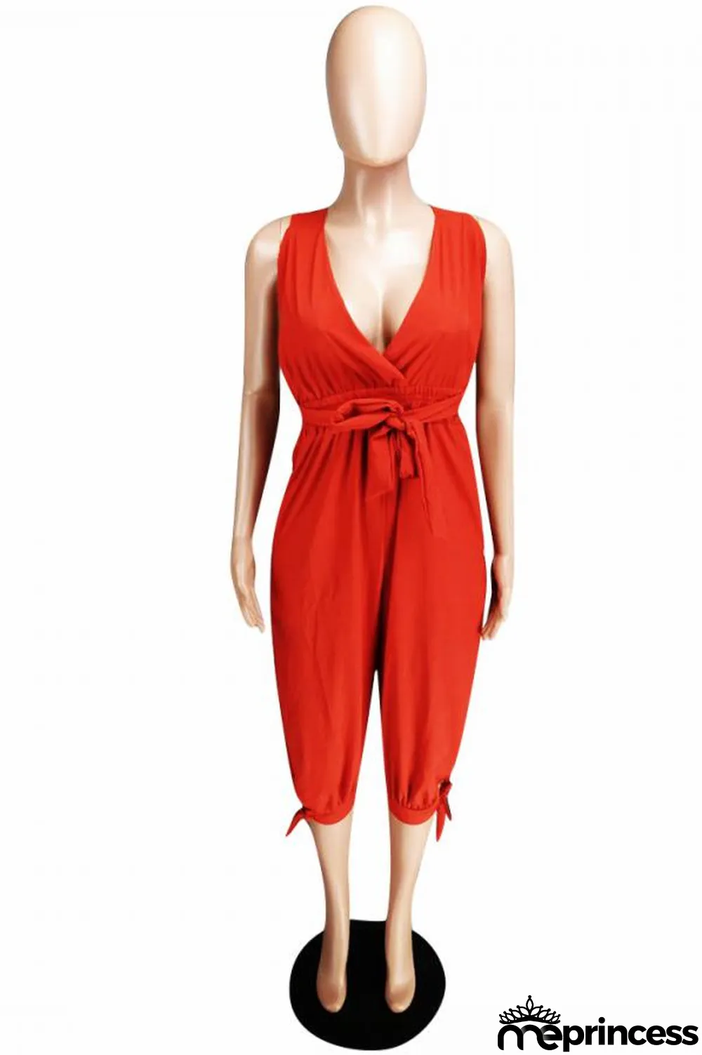 Light Blue Fashion Sexy Solid Patchwork Polyester Sleeveless V Neck