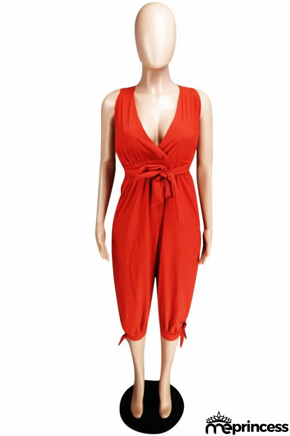 Light Blue Fashion Sexy Solid Patchwork Polyester Sleeveless V Neck