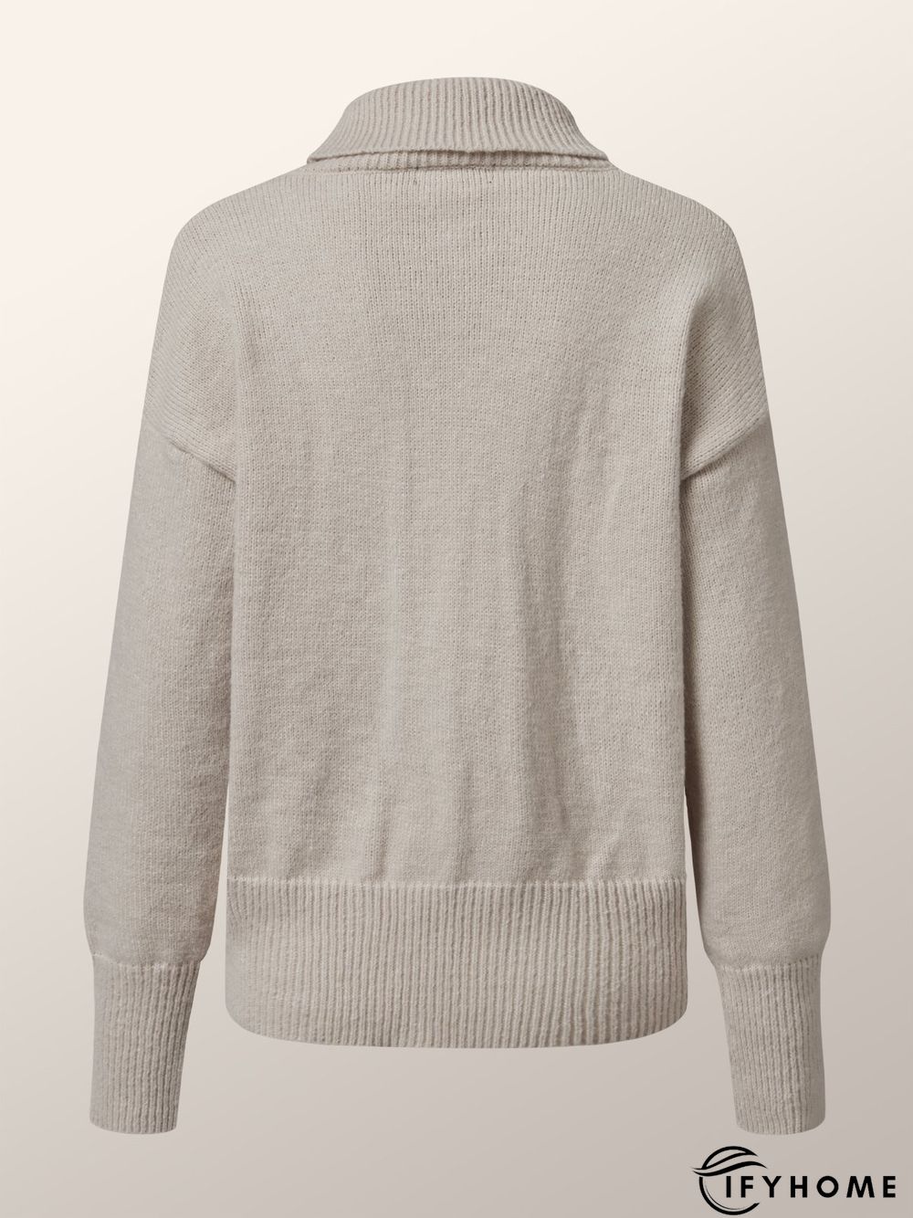 High Neck Solid Simple Off Shoulder Sweater | IFYHOME