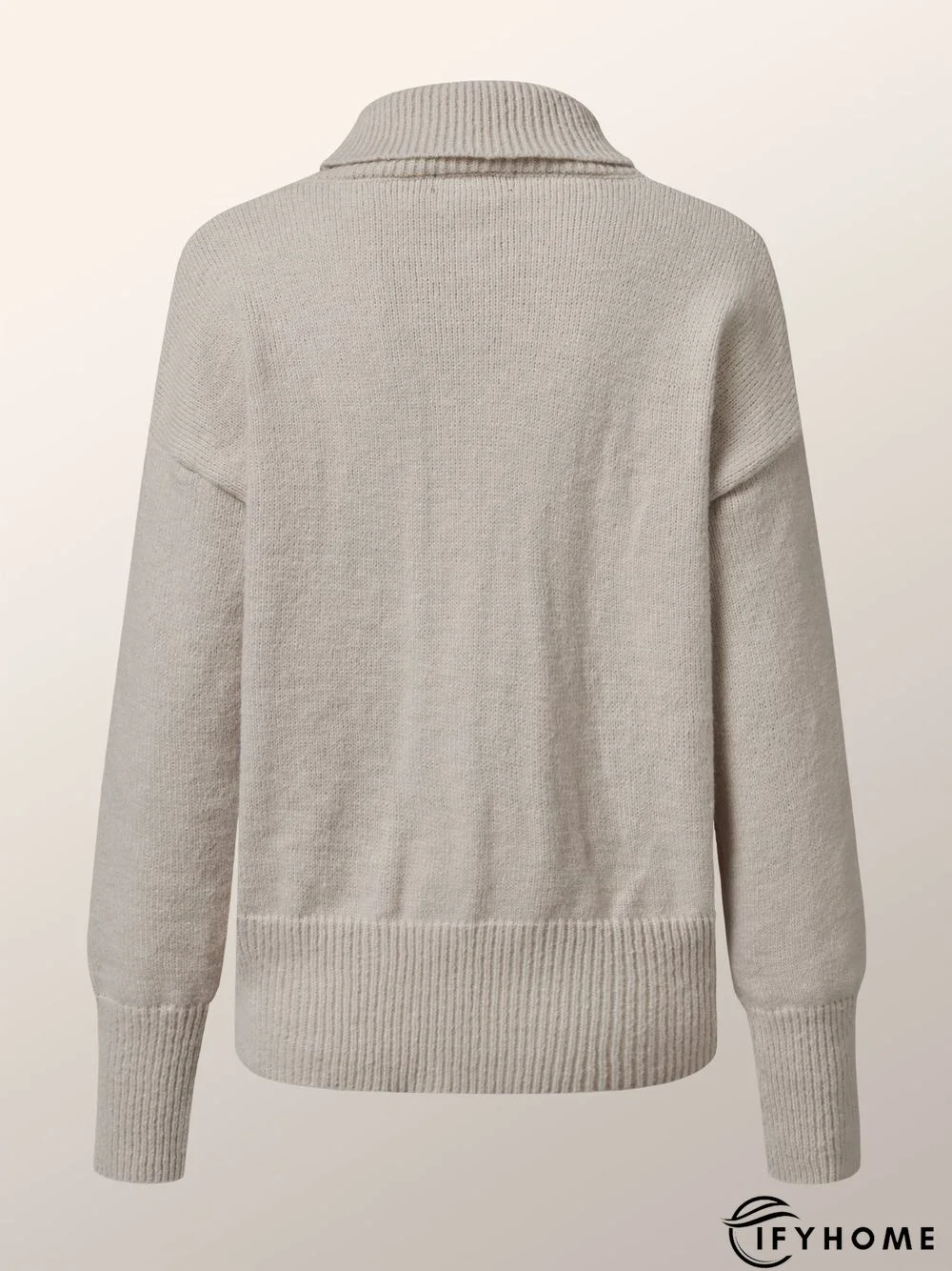 High Neck Solid Simple Off Shoulder Sweater | IFYHOME