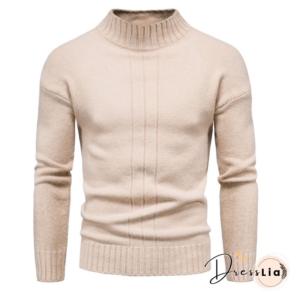 Half High Collar Casual Long Sleeve Men's Sweater