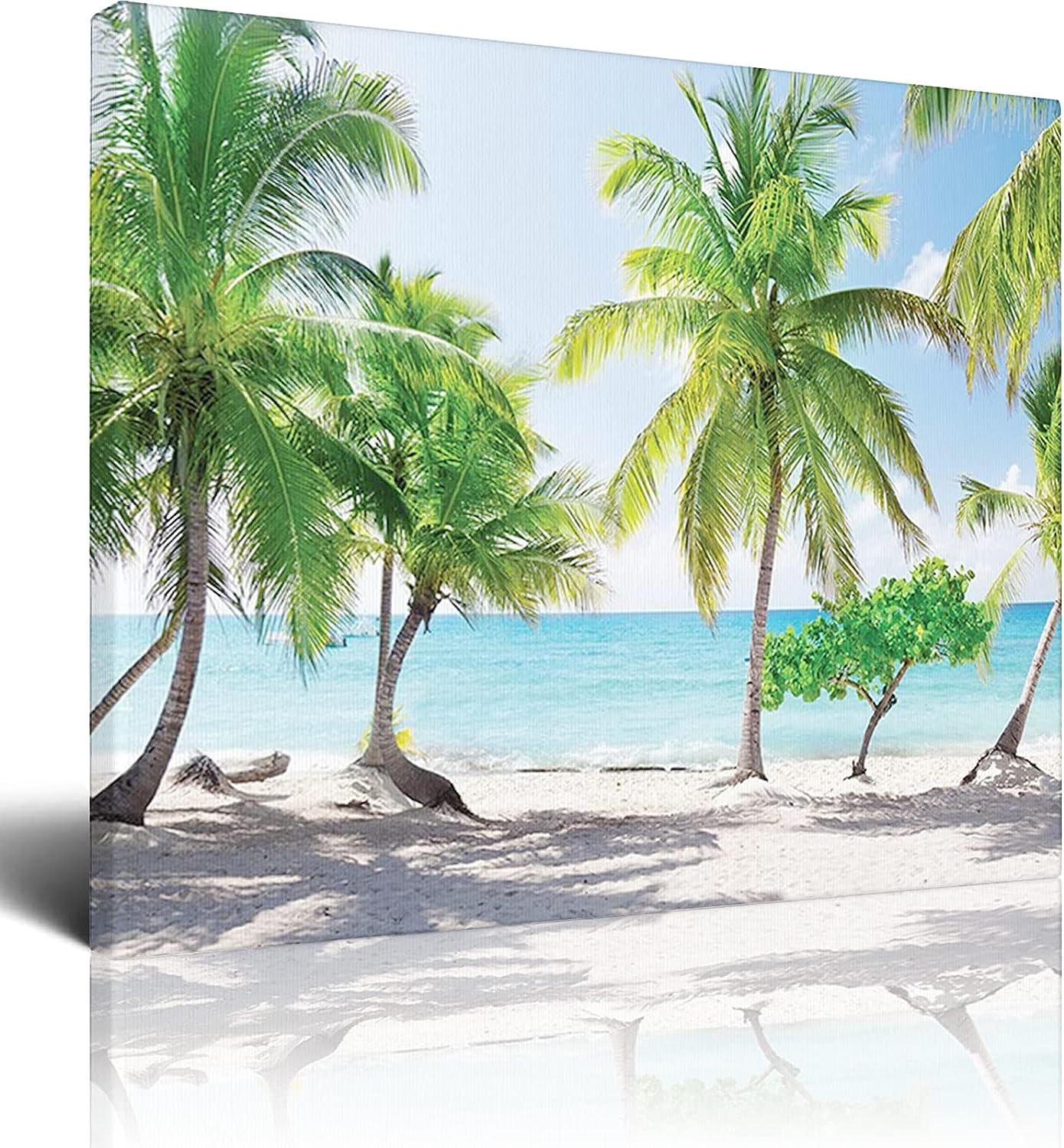 Beach Canvas Wall Art,Palm Leaves in Catalina Island,Picture Artwork Modern Painting Framed Large for Living Room Bedroom Bathroom Dinning Room Home Office Wall Decor,Green - 16x24 Inch 16x24 Inch