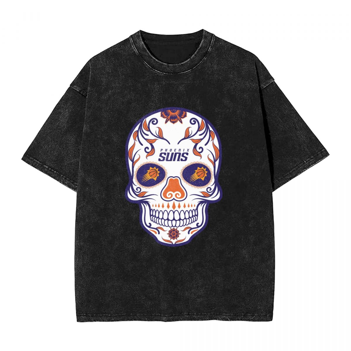 Phoenix Suns Skull Printed Vintage Men's Oversized T-Shirt