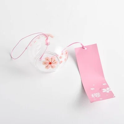JOURNALSAY Japanese sakura style glass cherry blossom wind chime