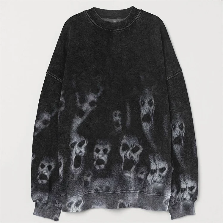 Comstylish Men's Halloween Vintage Skull Print Sweatshirt