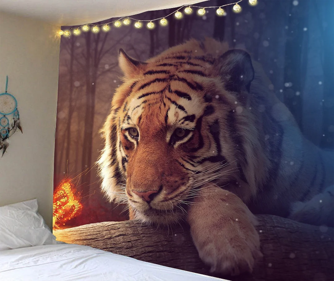 Wall Hanging Tapestry Livingroom Wall Cloth Lion King Wolf Background Cloth Tiger Wall Tapestry Aesthetic Animal Hanging Blanket