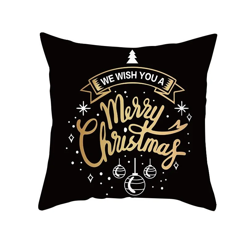 Black Gold Christmas Pillowcase Snowflake Elk Xmas Tree Pillow Merry Christmas Decoration for Home Navidad Present Noel 2021 New