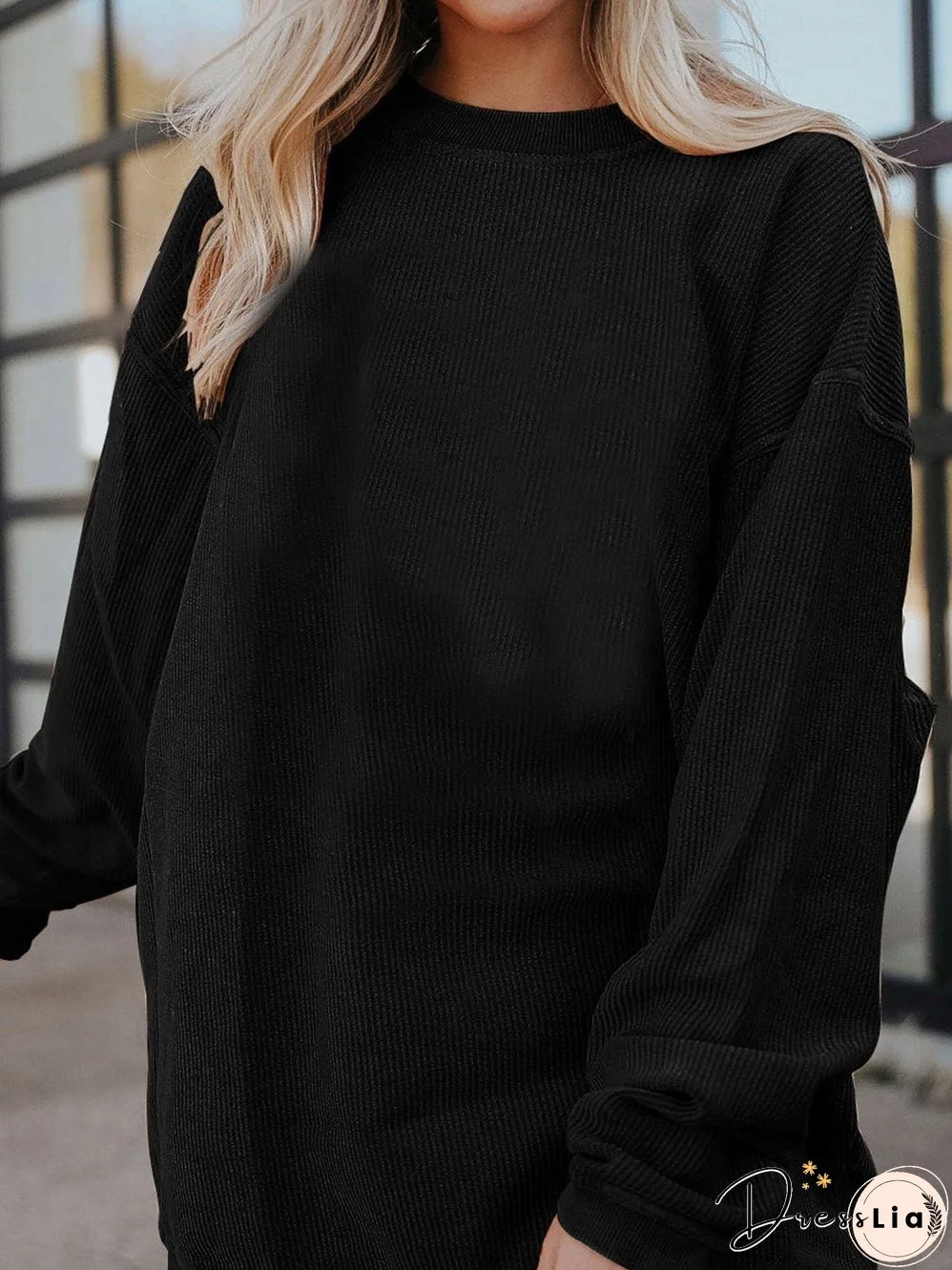 Casual Ribbed Knit Sweater