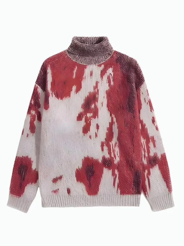 Brownm Dye Turtle Neck Knitted Sweater