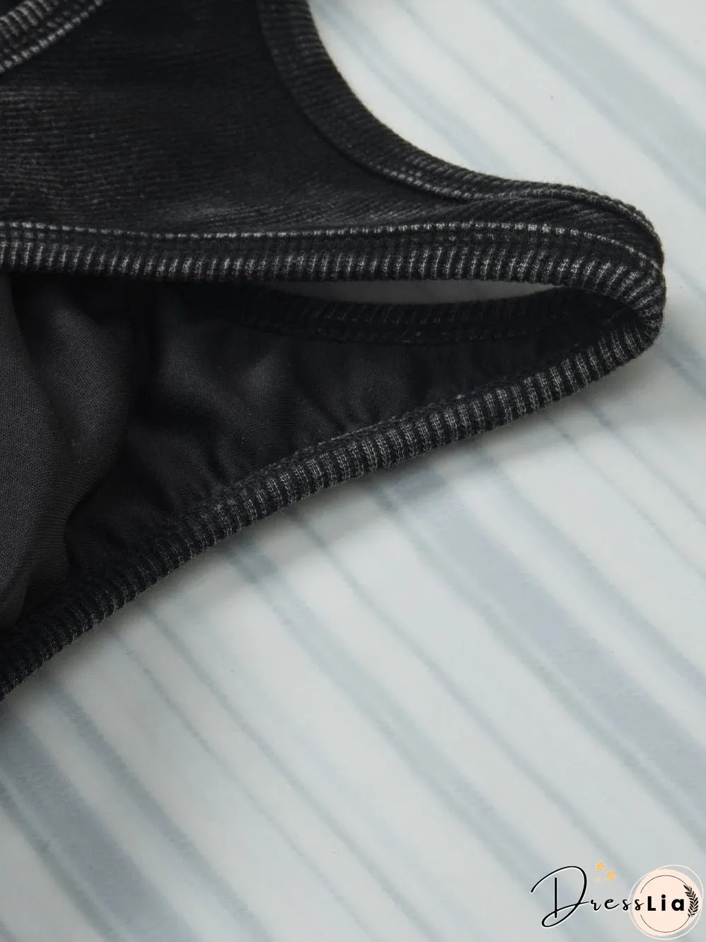 Edgy Black Mineral Wash Ribbed Racerback Crop Top