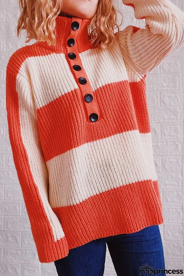 Saturday In the Park Stripe Button Sweater