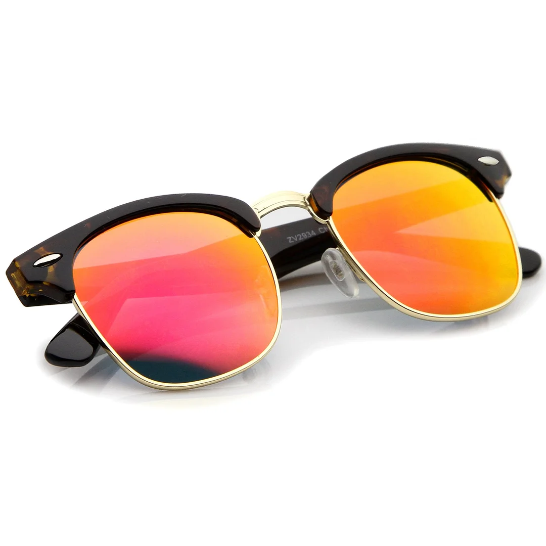 Premium Half Frame Colored Mirror Lens Horn Rimmed glasses 50mm