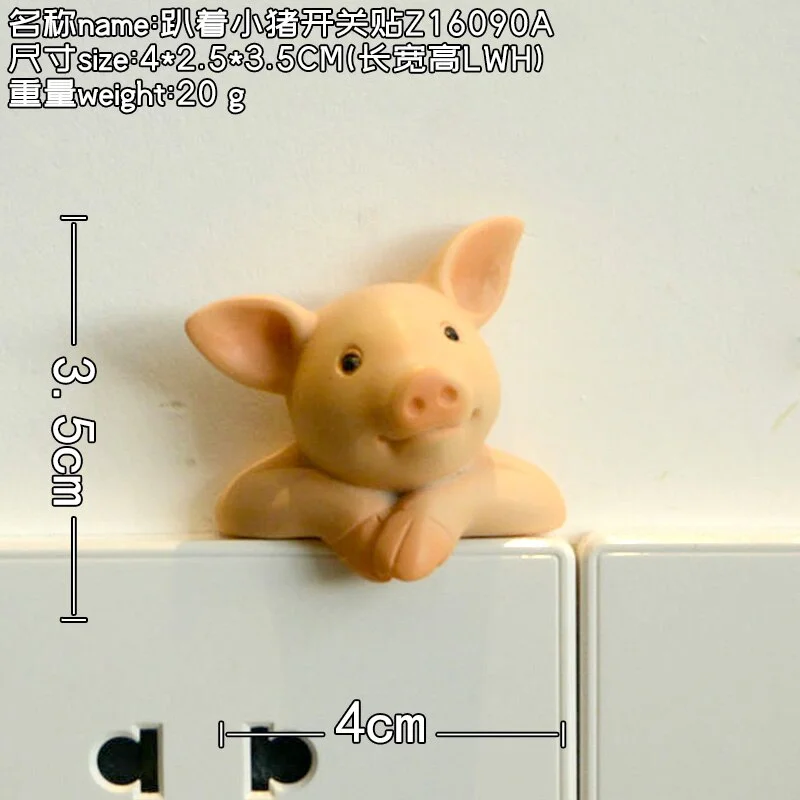 Cute Piggy Frog Cat Switch Stickers Refrigerator Magnet Sticker Room Decor Resin Animal Switch Cover House Wall Decoration