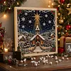 (20x20cm)Xmas Snow Town DIY Pearl Painting Art With Inner Wooden Framed Kit