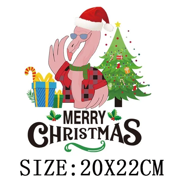 Beautiful Christmas Gift Thermal Sticker On Clothes DIY T-shirt Washable Iron On Patch For Clothing Christmas Design Patch Decor