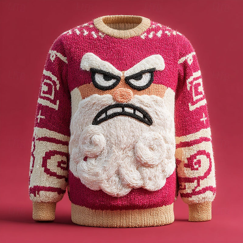 Men's Funny Angry Santa Claus Pattern Ugly Sweater elevenforest