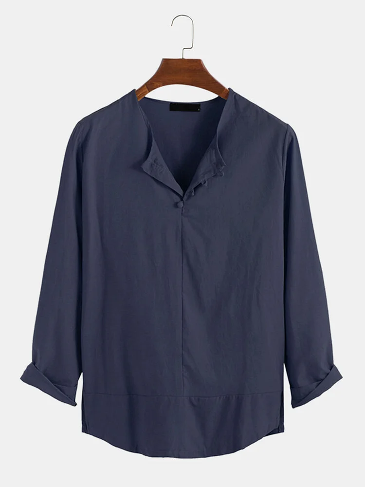 Men's ethnic style slim long-sleeved casual shirt top