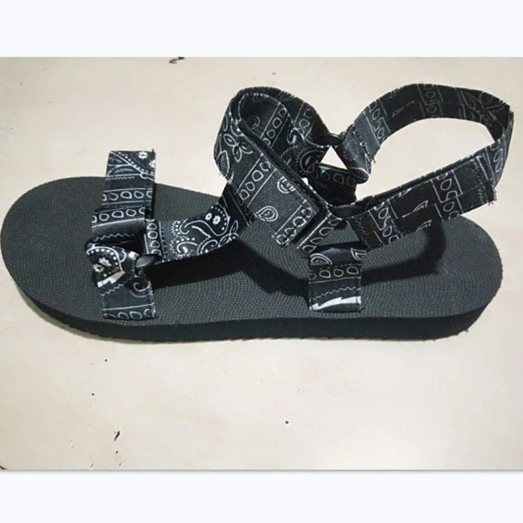 Women Flat Sandals graffiti Bandana Shoes Summer Outdoor Platform Sandals Open Toe Cute Bow Casual Ladies Beach Shoes 43