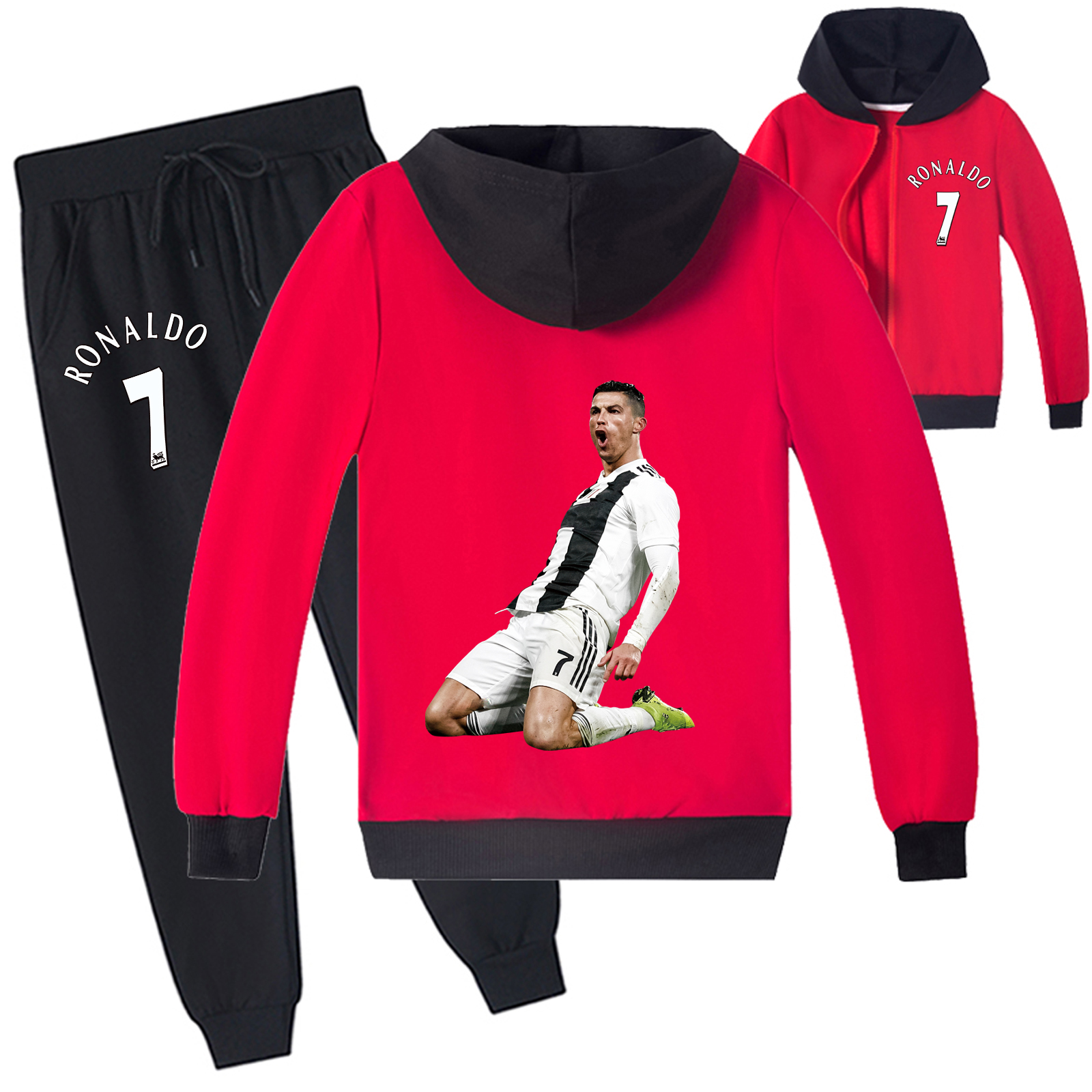 Mayoulove Cristiano Ronaldo Zip-Up Set for Kids - Stylish & Trendy Activewear for Boys and Girls, Perfect for Sports-Mayoulove