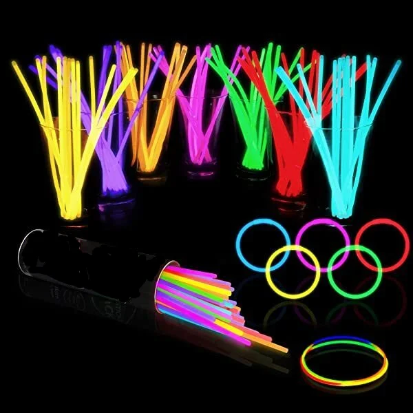 Glow Sticks Party Supplies 100pk - 8 Inch Glow in The Dark Light Up Sticks with Connectors 100 Pack、、sdecorshop