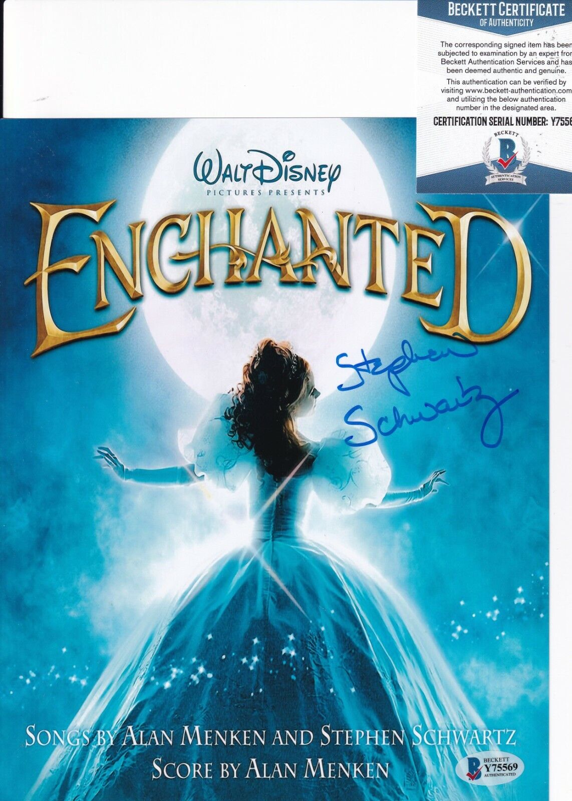 STEPHEN SCHWARTZ signed (ENCHANTED) Disney Music 8X10 Photo Poster painting BECKETT BAS Y75569