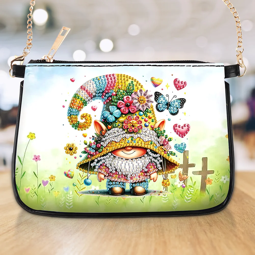 Flower Gnome Diamond Painting Coin Chain Purse 5D DIY Diamond Handmade Chain Bag