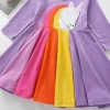 Kids Girl Rainbow Long-sleeved Cartoon Cute Princess Dresses