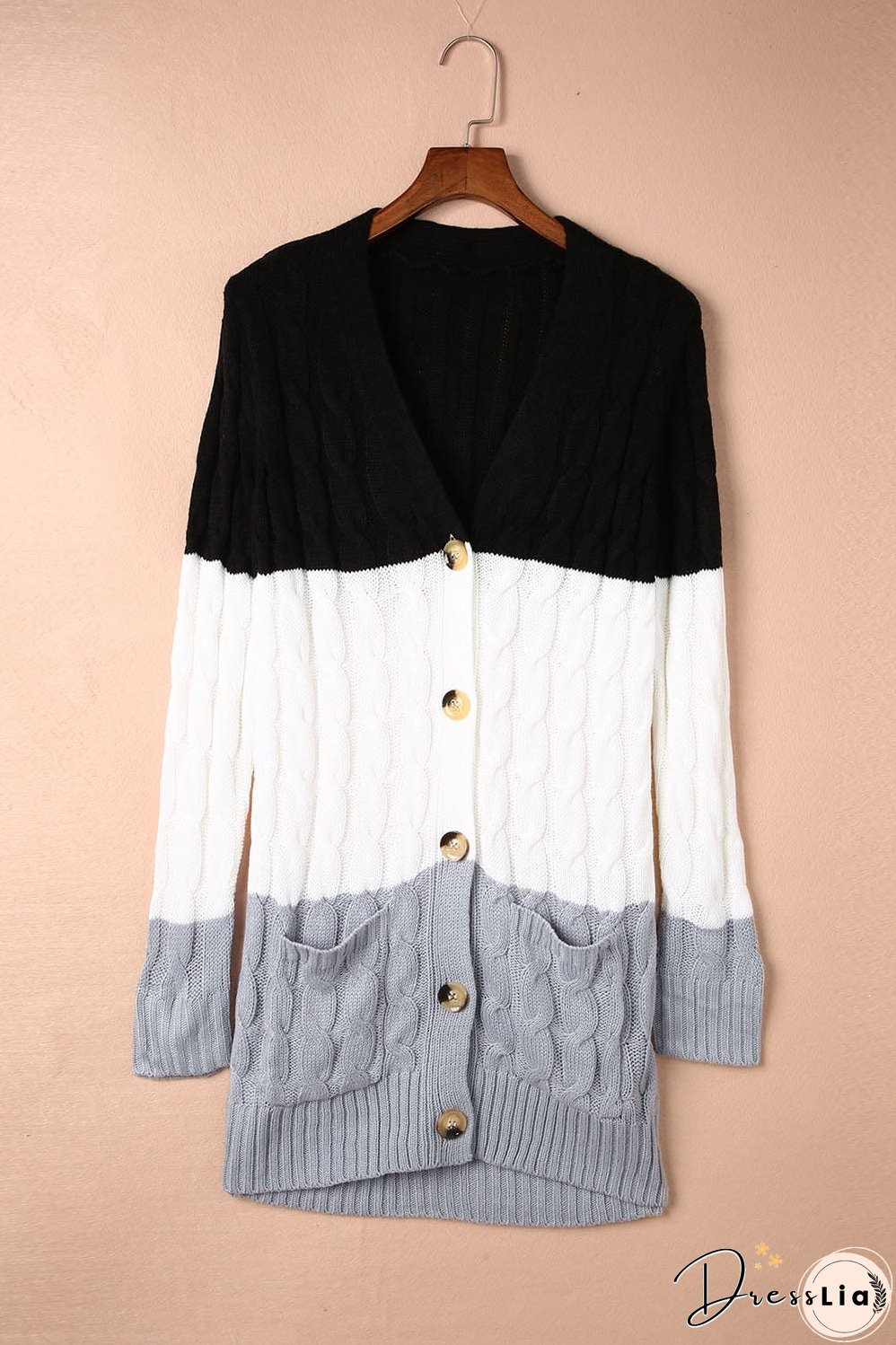 Cozy Cable Knit Button-Front Long Sleeve Cardigan