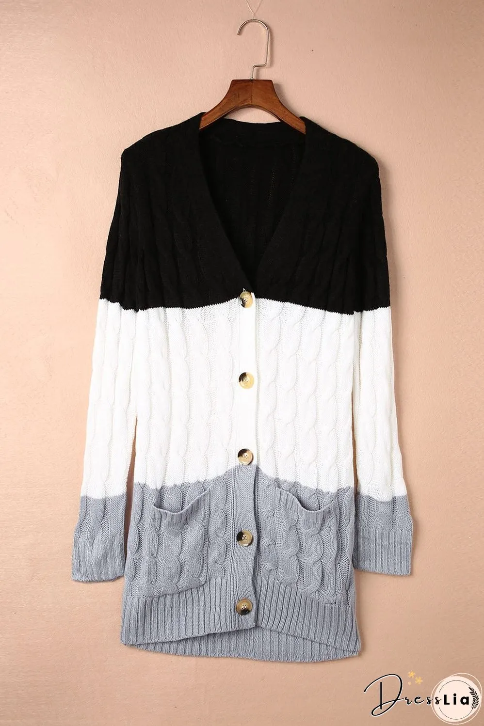 Cozy Cable Knit Button-Front Long Sleeve Cardigan