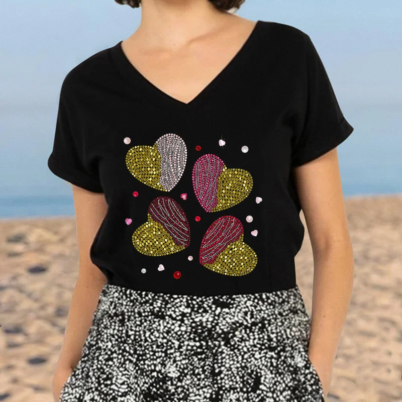 Panelled Heart Glossy Print T-shirt