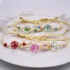 Colorful Dried Flower Acrylic Linen Knitting Bracelets