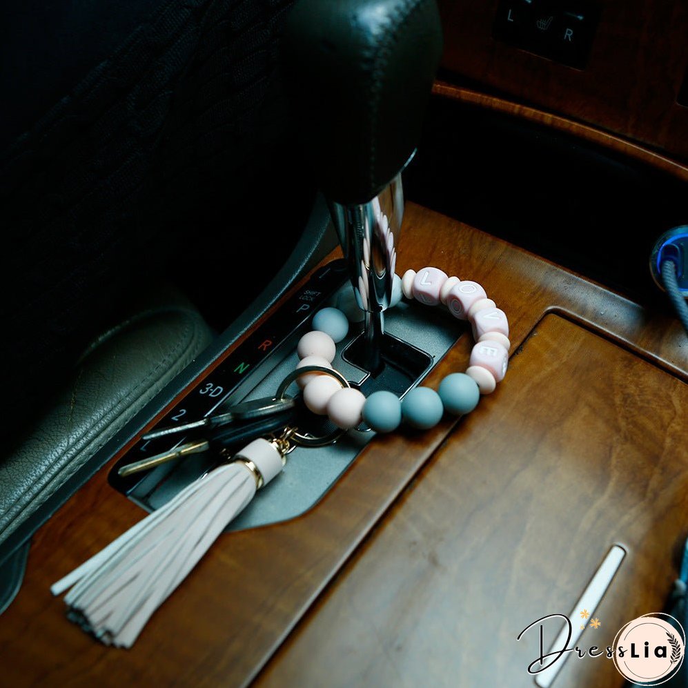 Paziye Card Holder Key Ring Silicone Bead Bracelet Key Chain