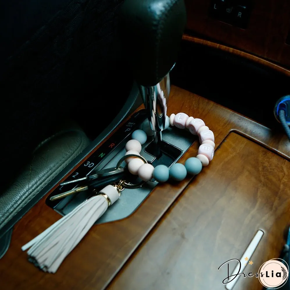 Paziye Card Holder Key Ring Silicone Bead Bracelet Key Chain