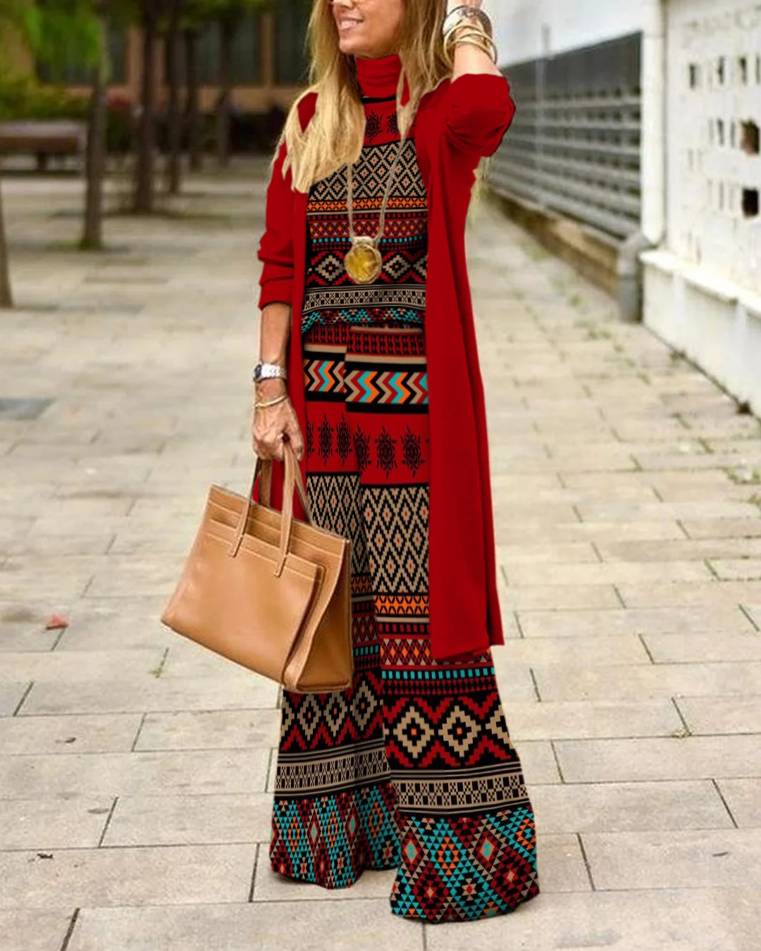 Herringbone Sweater Three-Piece Suit 8f9e
