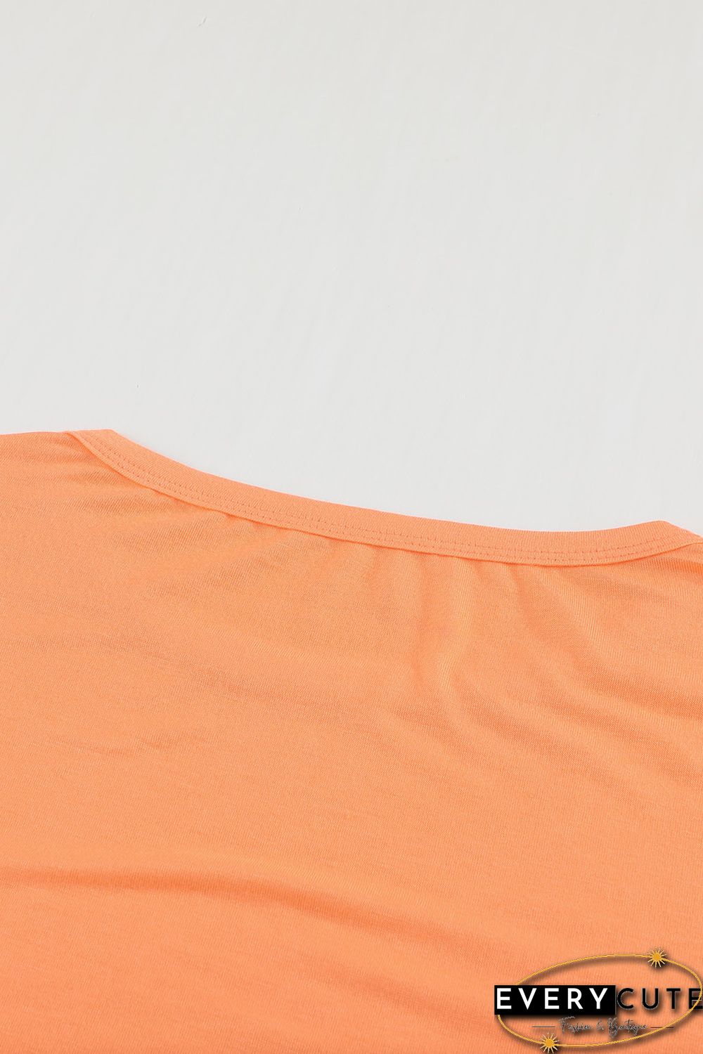 Orange Rhinestone Beading Striped Patchwork Long Sleeve Top