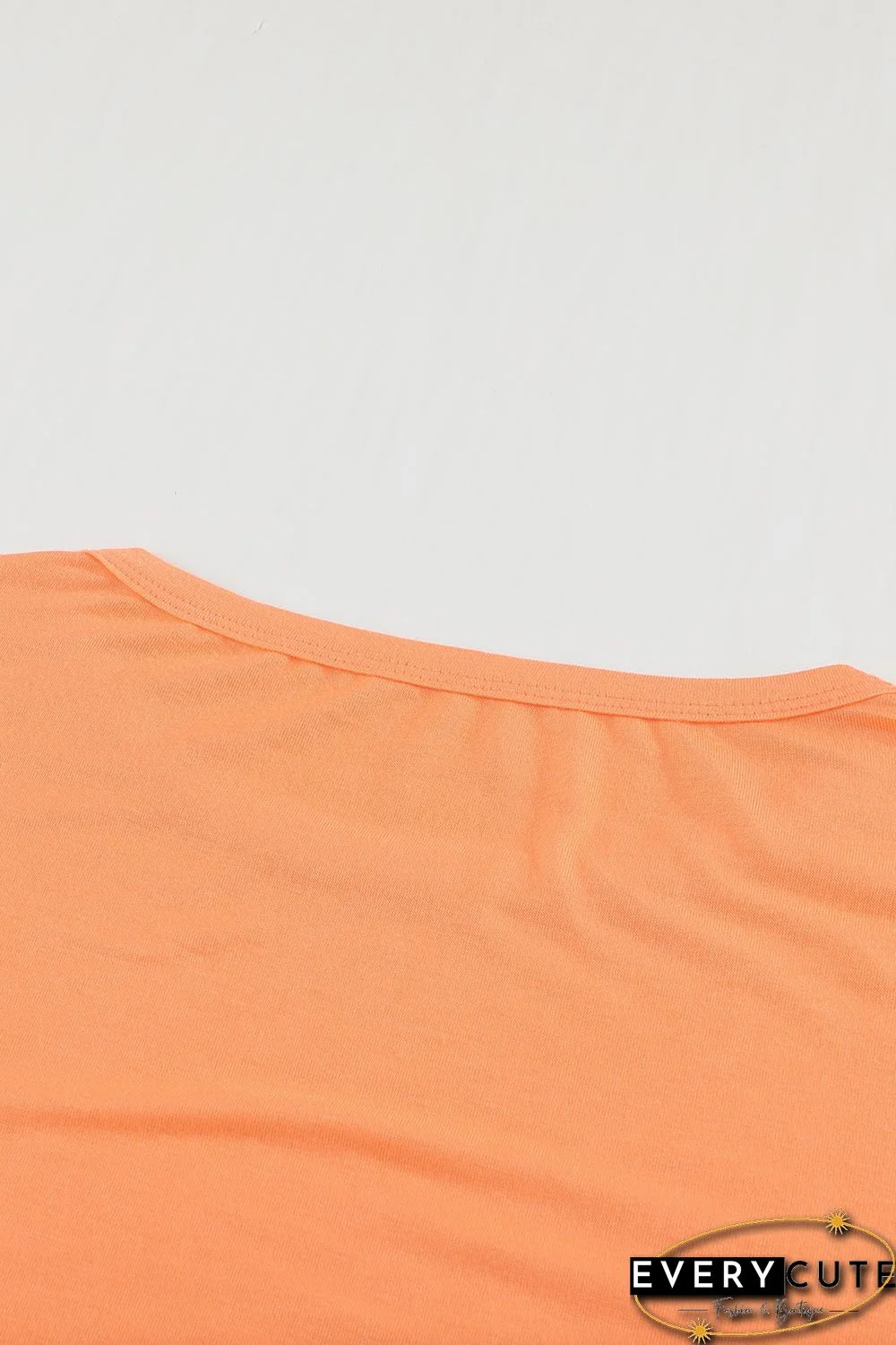 Orange Rhinestone Beading Striped Patchwork Long Sleeve Top