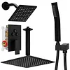 [US Local Warehouse] Mixer Shower W/ 12in Ceiling Mount 6in Wall Mount Showers Head Ceiling Mounted Shower System Combo Set Push Button Diverter with 2 in 1 Handheld for Bathroom and Hotel
