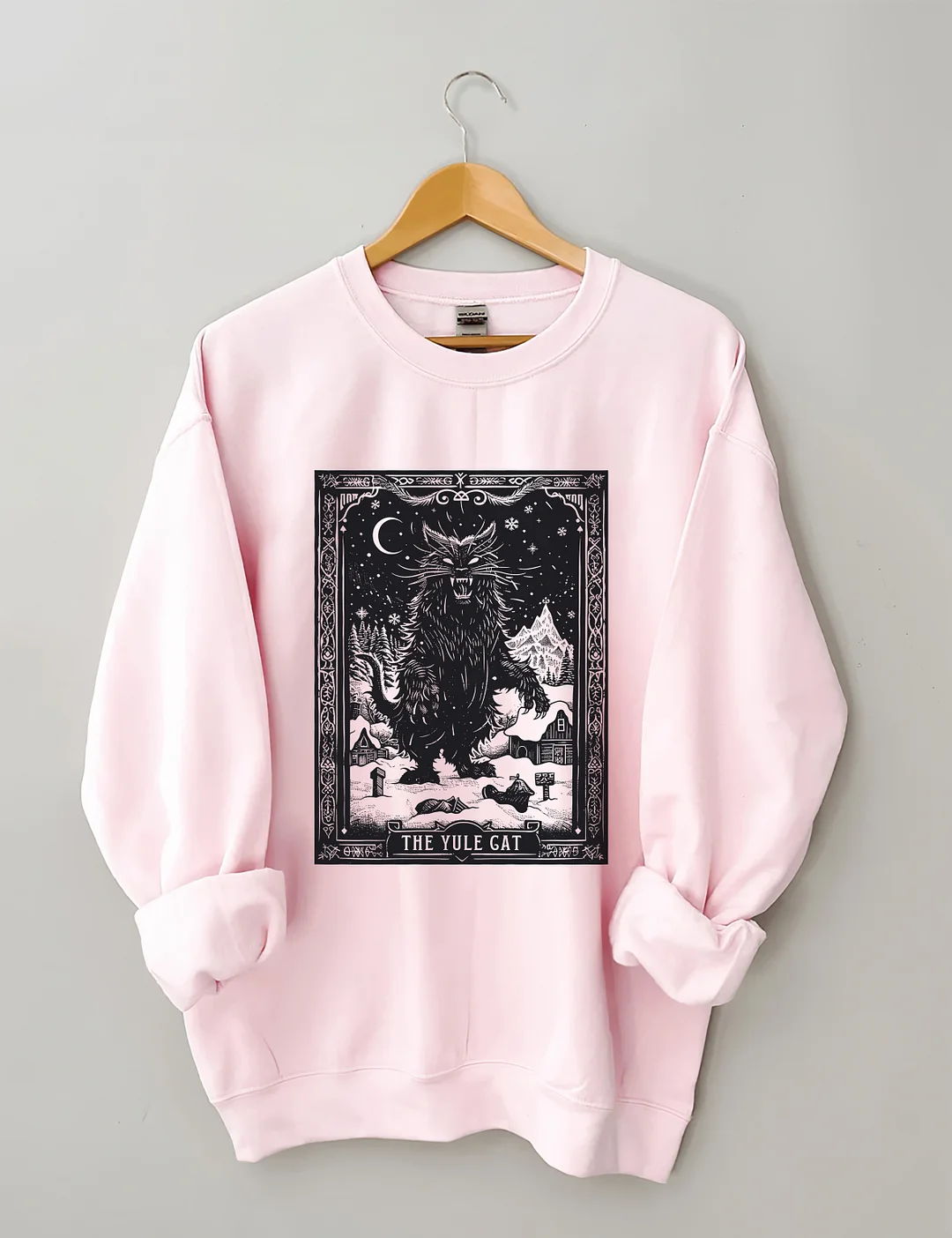 The Yule Cat Tarot Card Goth Christmas Sweatshirt