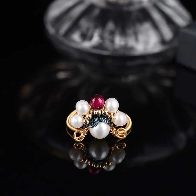 Natural Pearl Blessing Drop Earrings Necklace Ring