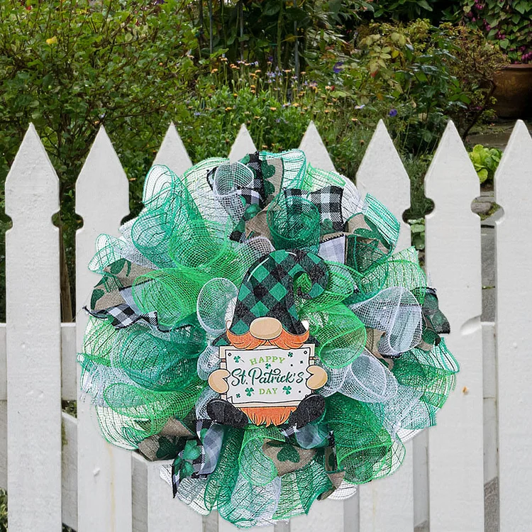 St. Patrick's Day Green Wreath for Front Door Farmhouse Spring Decorations