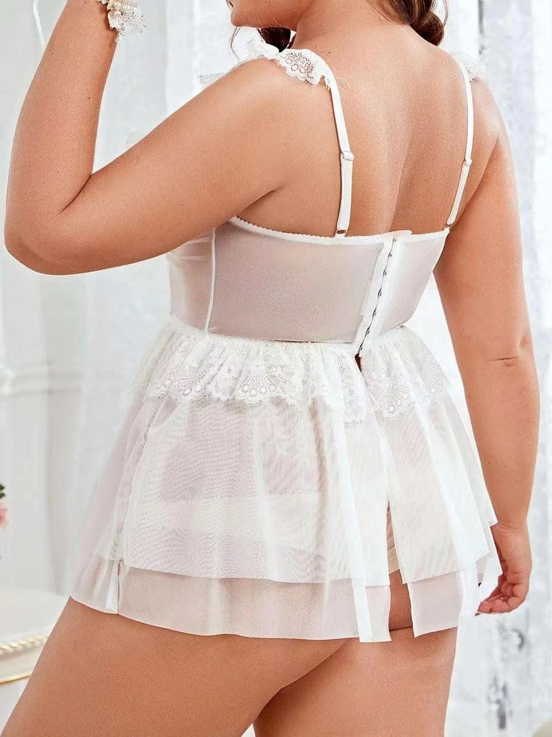 Plus Size Ruffles Lace Babydoll Brial Lingerie