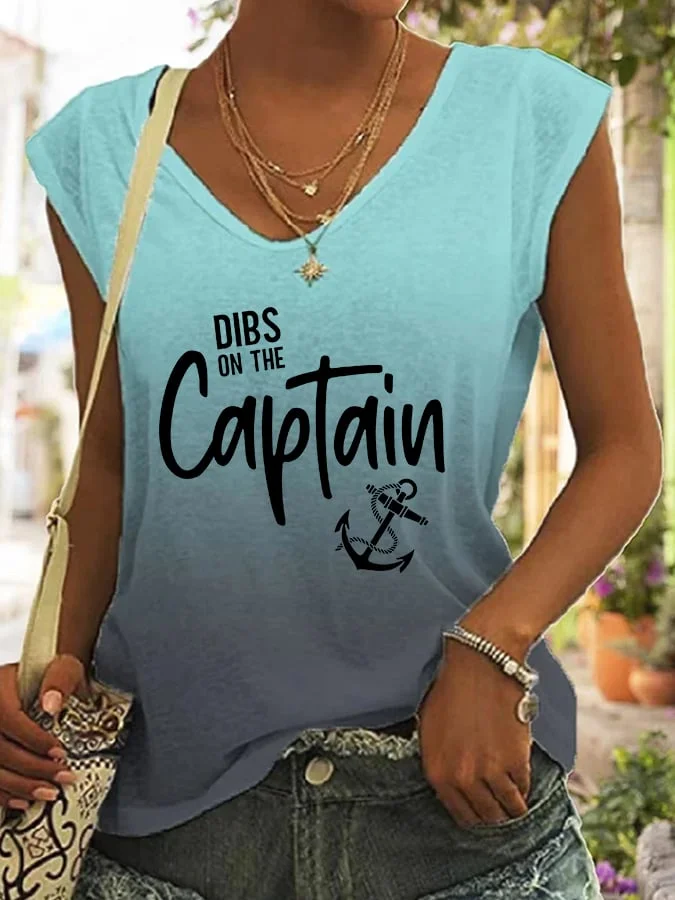 🔥Buy 3 Get 10% Off🔥V-neck Gradient Dibs On The Captain Anchor Print Tank Top