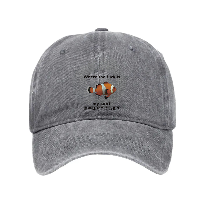 Comstylish Fish Looking For Son Washed Cap