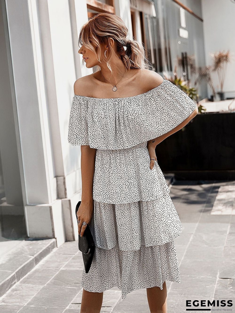 One-shoulder Cake Group Dress Women's Dress | EGEMISS