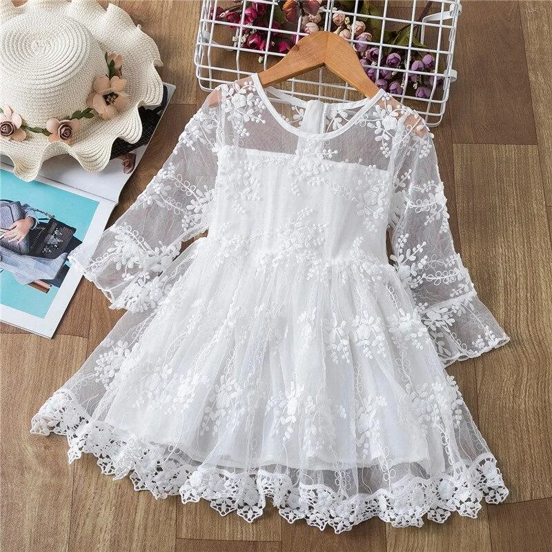 Kids Dresses For Girls Sequins Girls Lace Mesh Dresses Children Princess Dress Party Costumes For Girls 3-8Y Birthday Clothes
