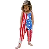 Kids Girl 4th Of July Independence Day Print Sleeveless Jumpsuit Pants