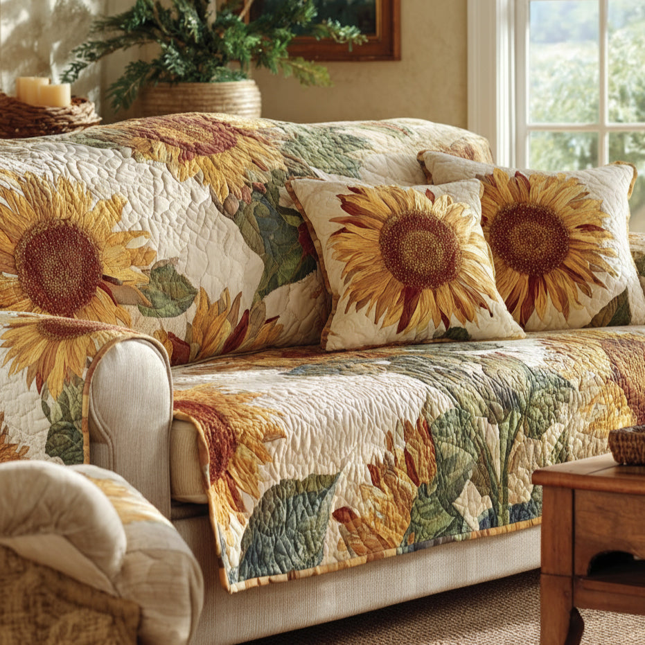 Sunlit Joy Quilted Sofa Cover NCU0DV8571 everthome