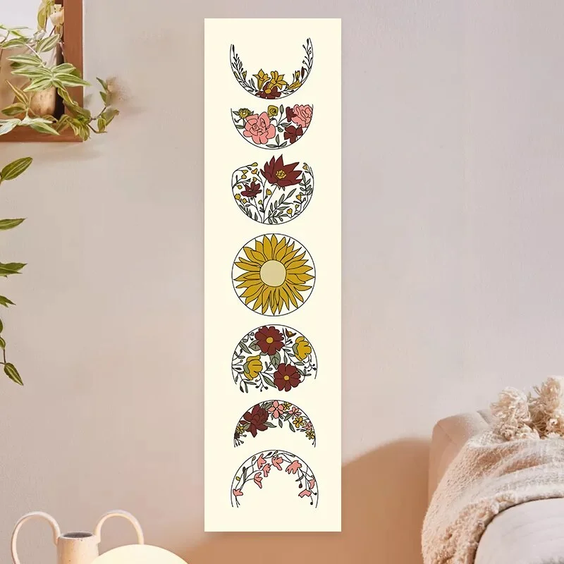 Abstract Art Moon Phase Tapestry Moon Sun Wall Hanging Tapestry Moon Floral Tapestry Wall Hanging for Bedroom Living Room Decor